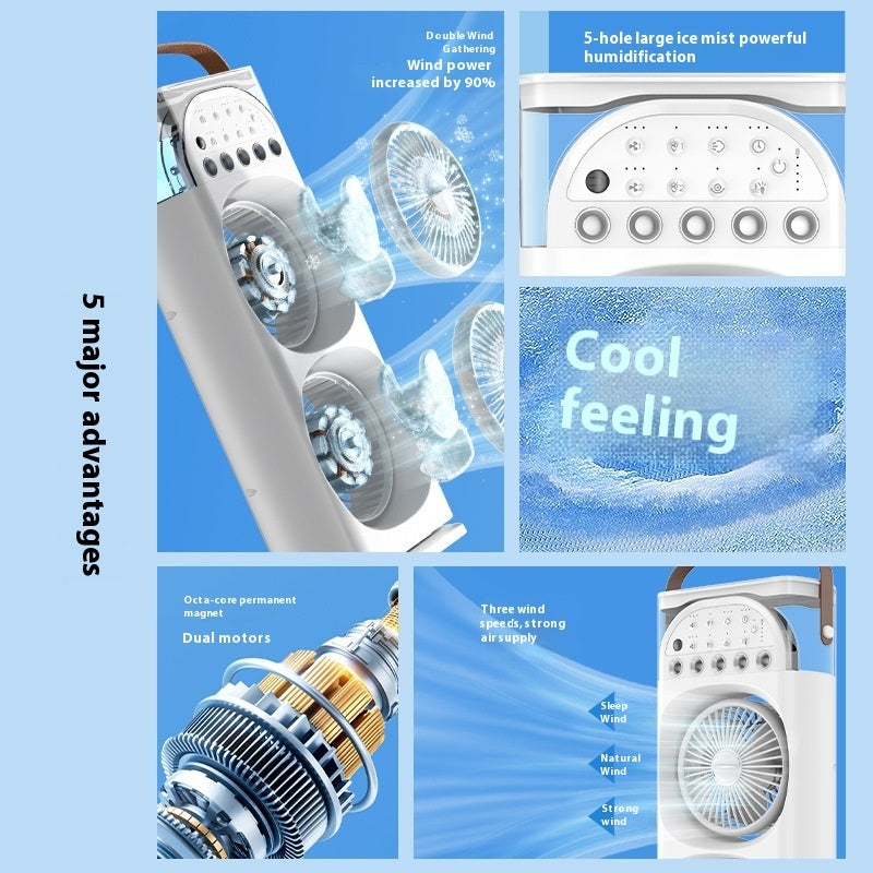 Five-hole Spray Humidification Multi-gear Large Capacity Household Fan