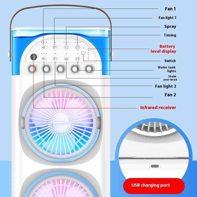 Five-hole Spray Humidification Multi-gear Large Capacity Household Fan